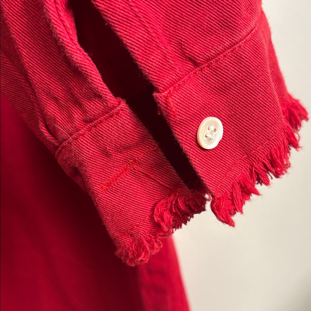 Vibrant Red Button Down Shirt - Picture 6 of 14